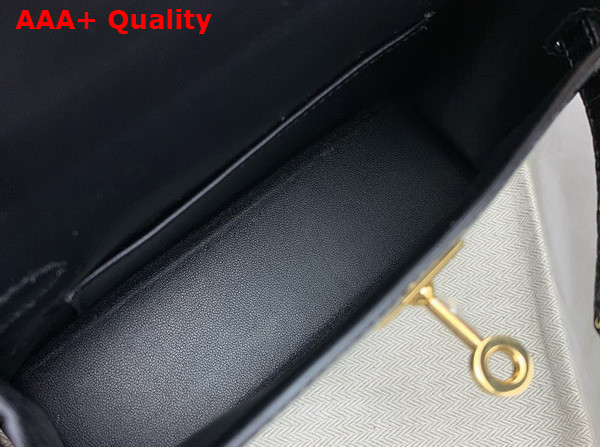 Hermes Mini Kelly II Bag in Black Shiny Alligator Leather Replica