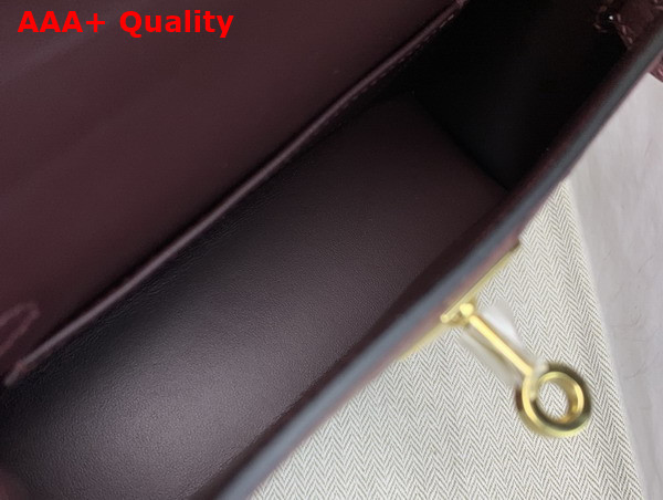 Hermes Mini Kelly II Bag in Bordeaux Ostrich Leather Replica