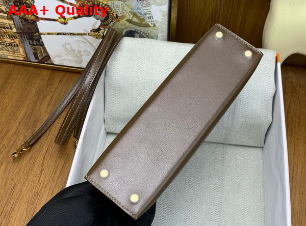 Hermes Mini Kelly II Bag in Chocolate Box Leather Replica