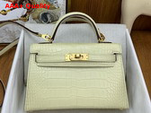 Hermes Mini Kelly II Bag in Cream Matte Alligator Leather Replica