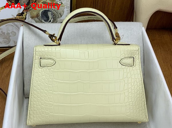 Hermes Mini Kelly II Bag in Cream Matte Alligator Leather Replica
