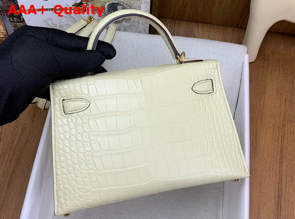 Hermes Mini Kelly II Bag in Cream Matte Alligator Leather Replica