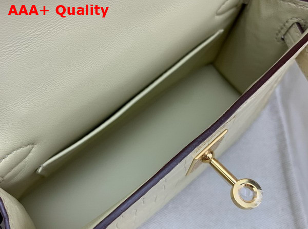 Hermes Mini Kelly II Bag in Cream Matte Alligator Leather Replica