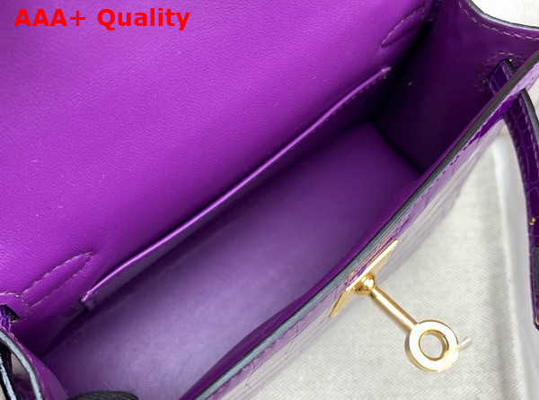 Hermes Mini Kelly II Bag in Dreamy Purple Shiny Alligator Leather Replica