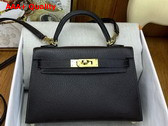Hermes Mini Kelly II Bag in Ebene Goatskin Replica