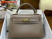 Hermes Mini Kelly II Bag in Elephant Grey Box Leather Replica