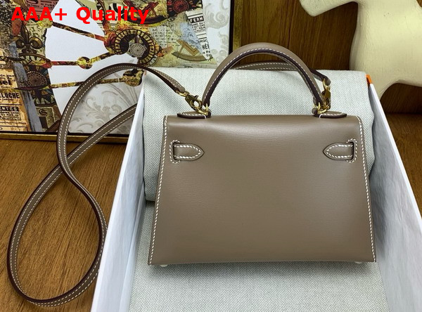 Hermes Mini Kelly II Bag in Elephant Grey Box Leather Replica
