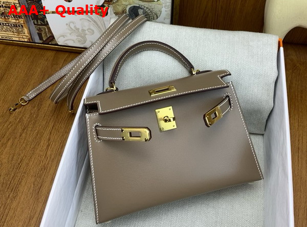 Hermes Mini Kelly II Bag in Elephant Grey Box Leather Replica