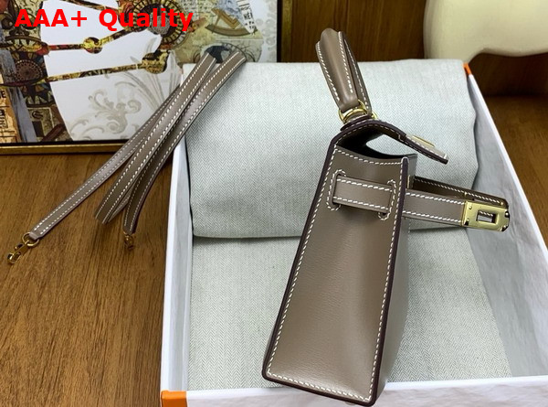 Hermes Mini Kelly II Bag in Elephant Grey Box Leather Replica