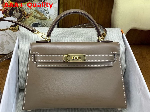 Hermes Mini Kelly II Bag in Elephant Grey Box Leather Replica
