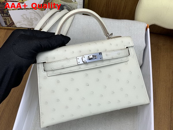 Hermes Mini Kelly II Bag in Glacier Ostrich Leather Replica