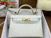Hermes Mini Kelly II Bag in Glacier Ostrich Leather Replica