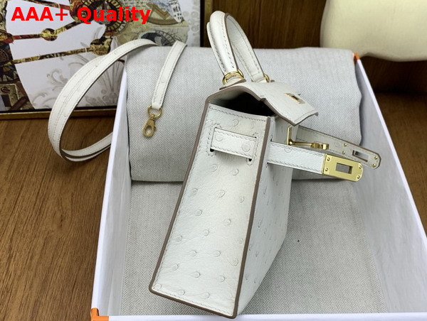 Hermes Mini Kelly II Bag in Glacier Ostrich Leather Replica