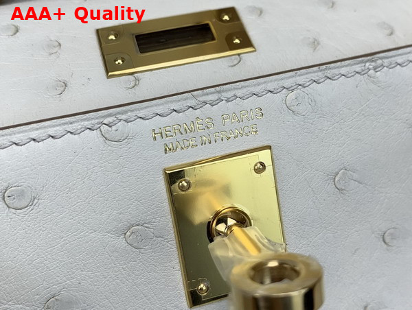 Hermes Mini Kelly II Bag in Glacier Ostrich Leather Replica