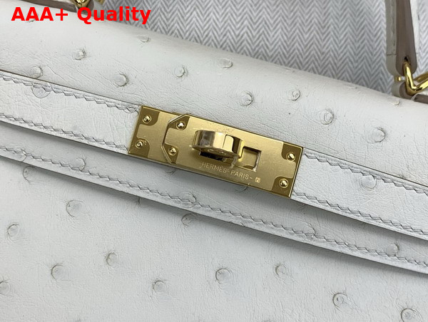 Hermes Mini Kelly II Bag in Glacier Ostrich Leather Replica