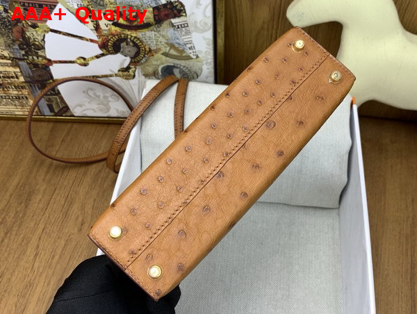 Hermes Mini Kelly II Bag in Gold Ostrich Leather Replica