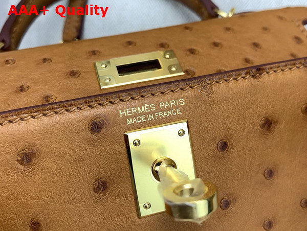 Hermes Mini Kelly II Bag in Gold Ostrich Leather Replica