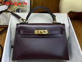 Hermes Mini Kelly II Bag in Grape Box Leather Replica