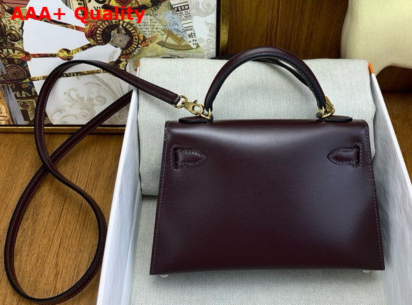 Hermes Mini Kelly II Bag in Grape Box Leather Replica