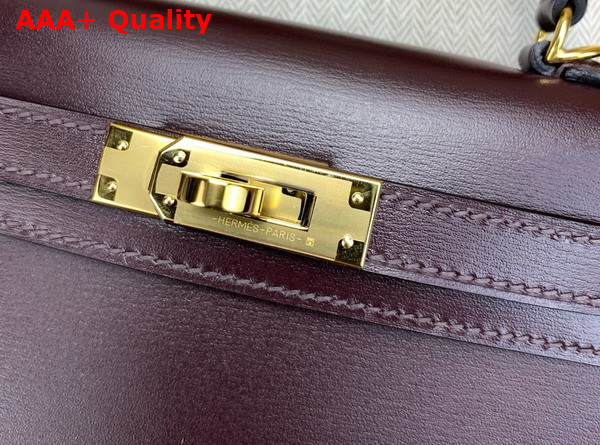 Hermes Mini Kelly II Bag in Grape Box Leather Replica