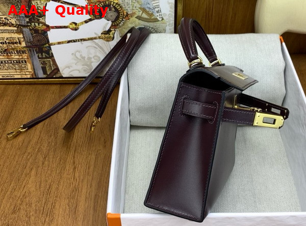 Hermes Mini Kelly II Bag in Grape Box Leather Replica