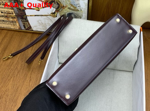 Hermes Mini Kelly II Bag in Grape Box Leather Replica