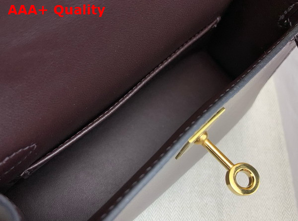 Hermes Mini Kelly II Bag in Grape Box Leather Replica