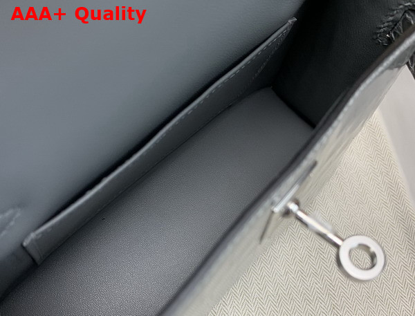 Hermes Mini Kelly II Bag in Grey Shiny Alligator Leather Replica