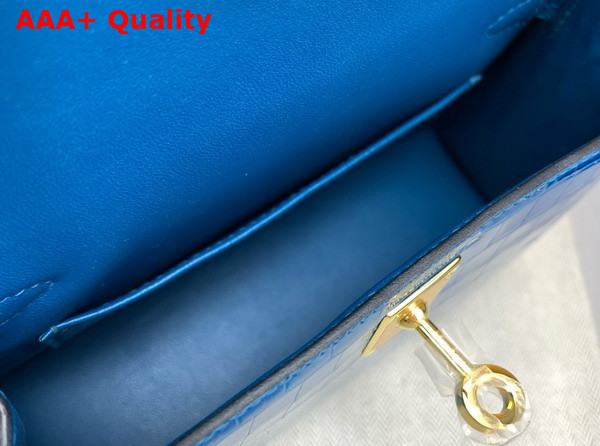 Hermes Mini Kelly II Bag in Izmir Blue Shiny Alligator Leather Replica