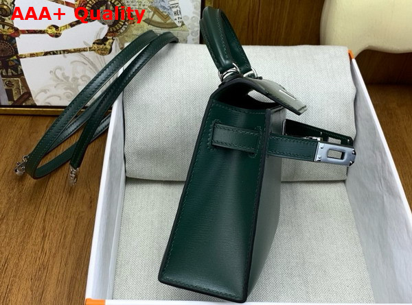 Hermes Mini Kelly II Bag in Olive Green Box Leather Replica