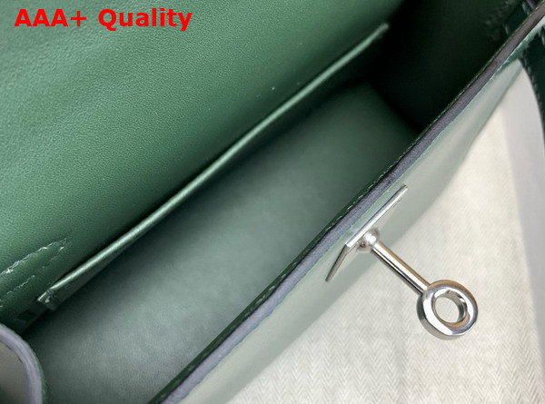 Hermes Mini Kelly II Bag in Olive Green Box Leather Replica
