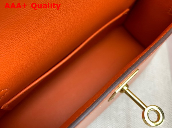 Hermes Mini Kelly II Bag in Orange Box Leather Replica