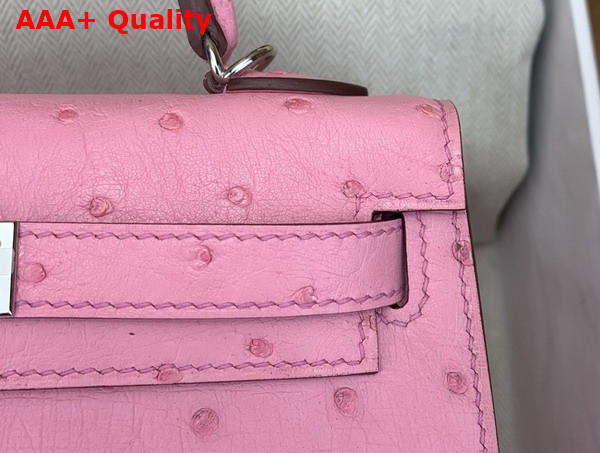 Hermes Mini Kelly II Bag in Rose Pop Ostrich Leather Replica