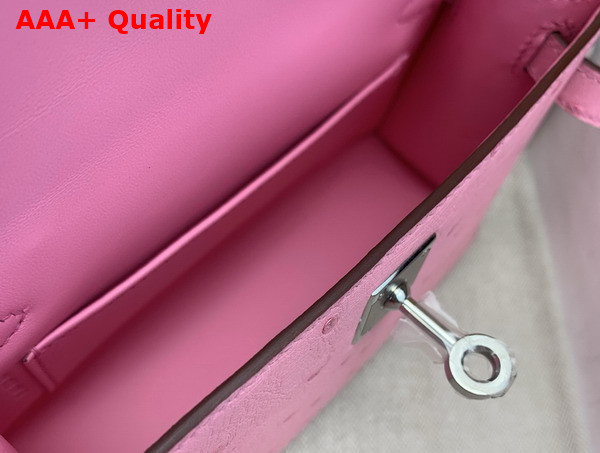 Hermes Mini Kelly II Bag in Rose Pop Ostrich Leather Replica