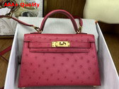 Hermes Mini Kelly II Bag in Rose Purple Ostrich Leather Replica