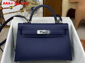 Hermes Mini Kelly II Bag in Sapphire Blue Epsom Leather Replica
