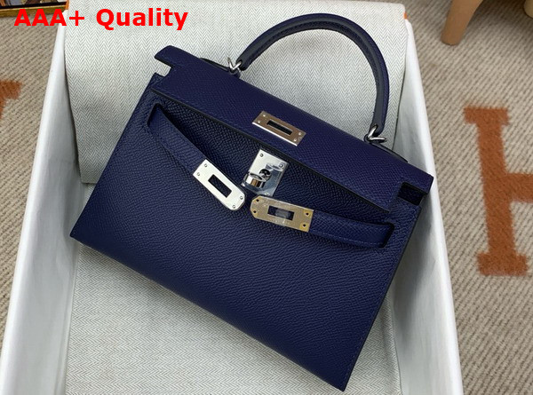 Hermes Mini Kelly II Bag in Sapphire Blue Epsom Leather Replica