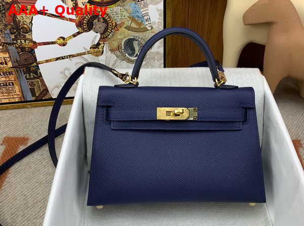 Hermes Mini Kelly II Bag in Sapphire Blue Epsom Leather Replica