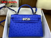 Hermes Mini Kelly II Bag in Sprite Blue Ostrich Leather Replica