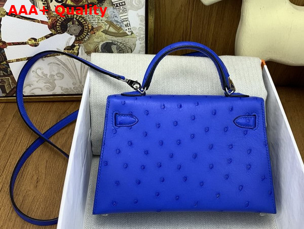 Hermes Mini Kelly II Bag in Sprite Blue Ostrich Leather Replica
