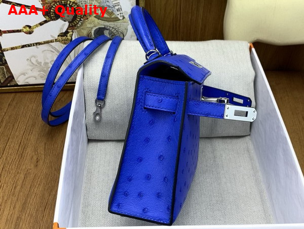 Hermes Mini Kelly II Bag in Sprite Blue Ostrich Leather Replica