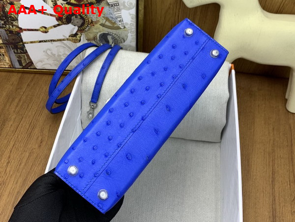 Hermes Mini Kelly II Bag in Sprite Blue Ostrich Leather Replica