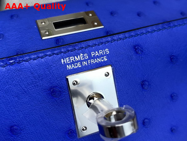 Hermes Mini Kelly II Bag in Sprite Blue Ostrich Leather Replica