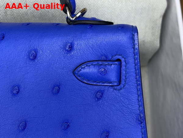 Hermes Mini Kelly II Bag in Sprite Blue Ostrich Leather Replica