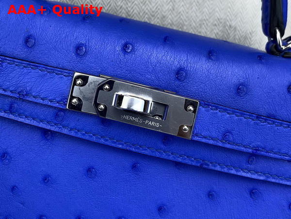 Hermes Mini Kelly II Bag in Sprite Blue Ostrich Leather Replica