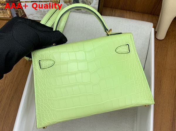 Hermes Mini Kelly II Bag in Tender Green Matte Alligator Leather Replica