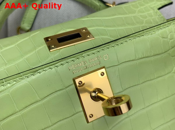 Hermes Mini Kelly II Bag in Tender Green Matte Alligator Leather Replica