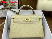 Hermes Mini Kelly II Bag in Vanilla Ostrich Leather Replica