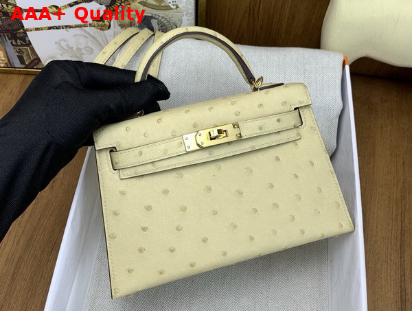 Hermes Mini Kelly II Bag in Vanilla Ostrich Leather Replica