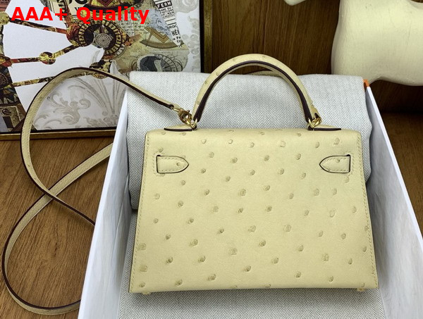 Hermes Mini Kelly II Bag in Vanilla Ostrich Leather Replica